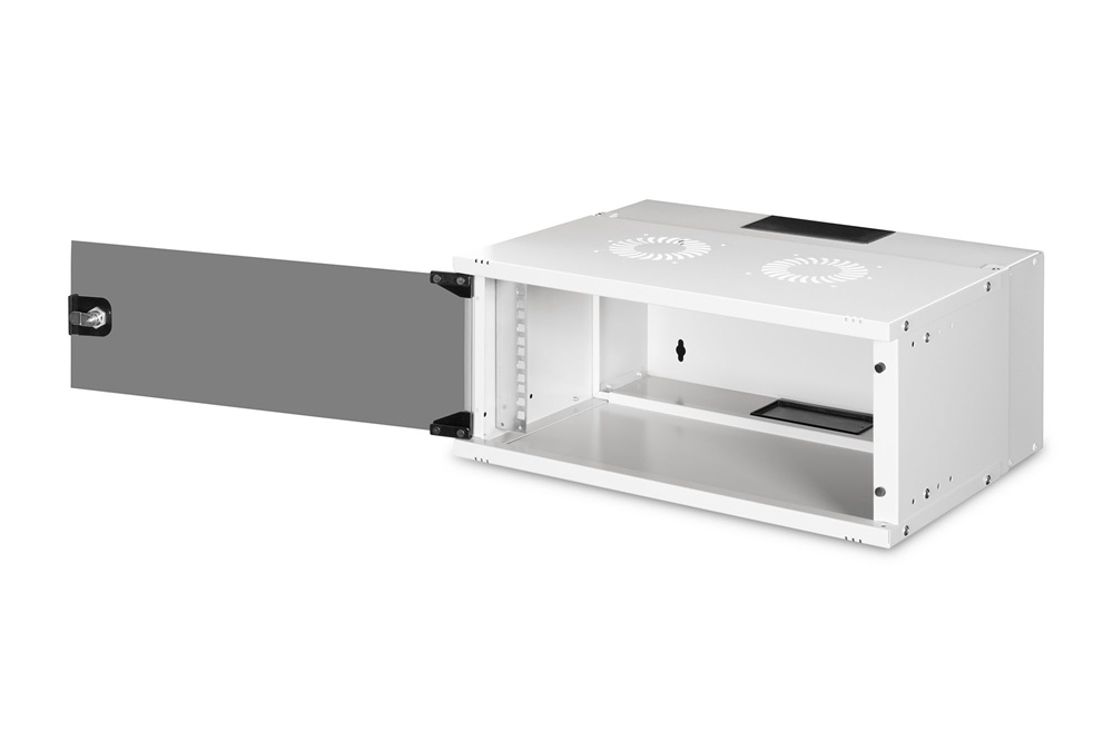 DIGITUS SOHO PRO 19" 4U 240x540x400mm üvegajtós szürke fali rack szekrény