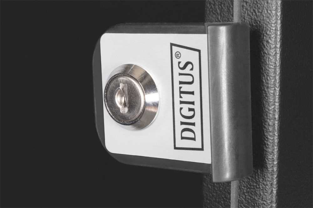 DIGITUS SOHO PRO 19" 9U 460x540x400mm üvegajtós fekete fali rack szekrény