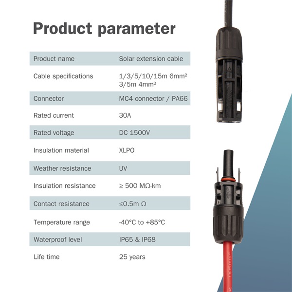 DIGITUS Solar 6mm 1500V DC XLPO napelemes kültéri kábelhosszabbító MC4 csatlakozóval 10m