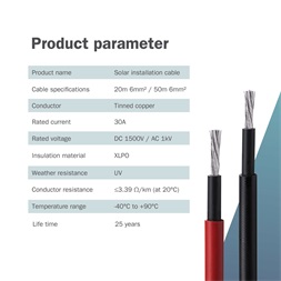 DIGITUS Solar 6mm 1500V DC XLPO napelemes kültéri piros telepítőkábel 50m