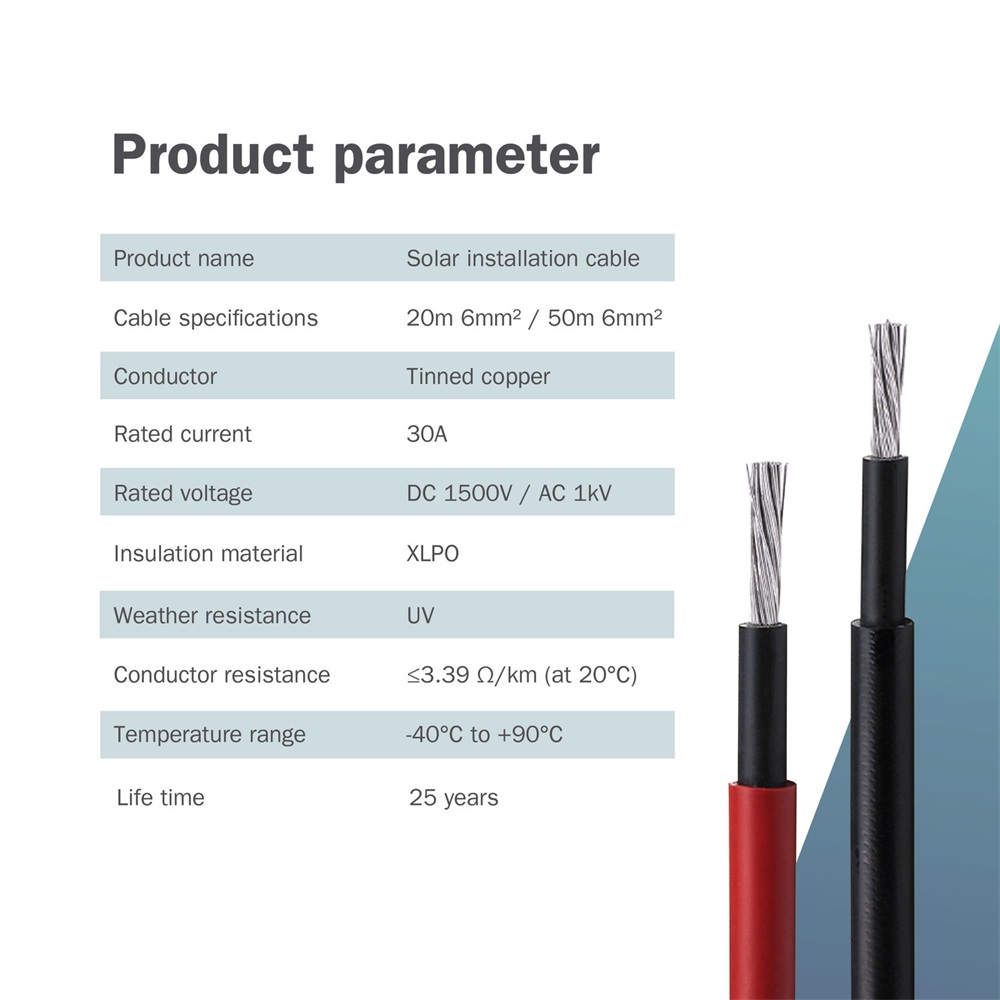 DIGITUS Solar 6mm 1500V DC XLPO napelemes kültéri piros telepítőkábel 50m
