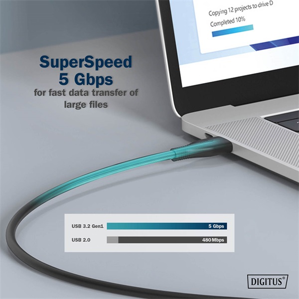 DIGITUS SuperSpeed UHD 8K 60Hz USB 3.2 Gen1 5Gbps type-C szilikon kábel 2m