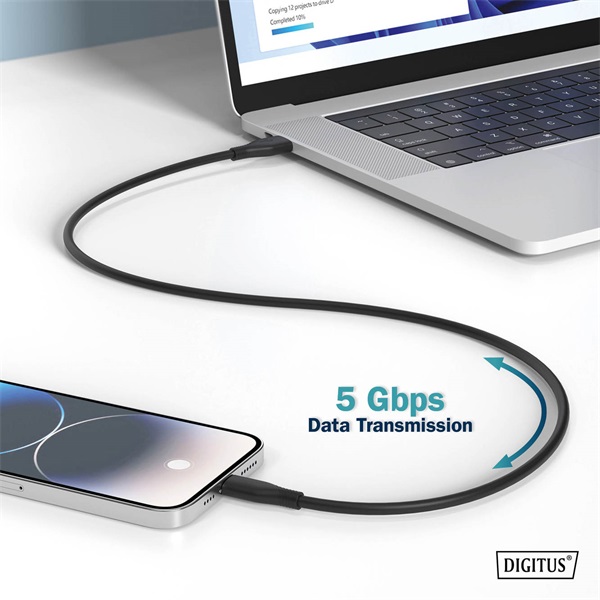 DIGITUS SuperSpeed UHD 8K 60Hz USB 3.2 Gen1 5Gbps type-C szilikon kábel 2m
