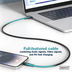 DIGITUS SuperSpeed UHD 8K 60Hz USB 4.0 Gen2 20Gbps type-C szilikon kábel 2m