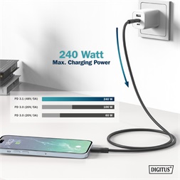 DIGITUS SuperSpeed UHD 8K 60Hz USB 4.0 Gen2 20Gbps type-C szilikon kábel 2m
