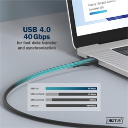 DIGITUS SuperSpeed UHD 8K 60Hz USB 4.0 Gen2 40Gbps type-C szilikon kábel 1m