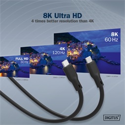 DIGITUS SuperSpeed UHD 8K 60Hz USB 4.0 Gen2 40Gbps type-C szilikon kábel 1m