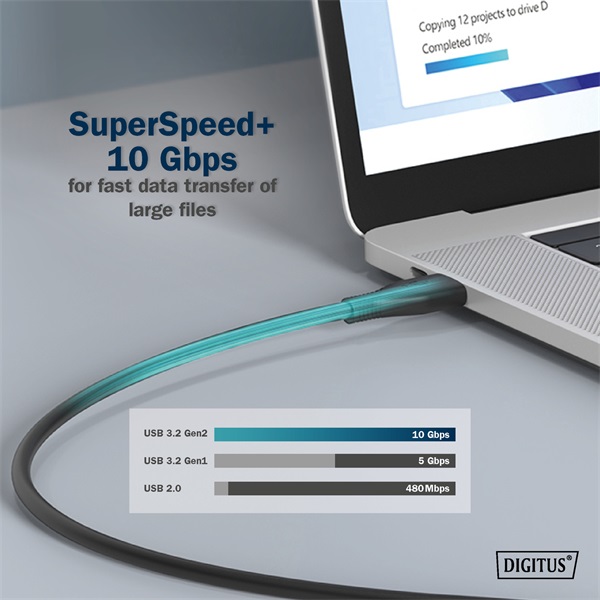 DIGITUS UHD 4K 60Hz USB 3.2 Gen2 USB type-C szilikon kábel 0,5m