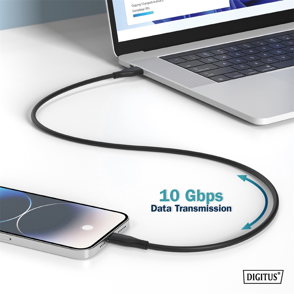 DIGITUS UHD 4K 60Hz USB 3.2 Gen2 USB type-C szilikon kábel 0,5m