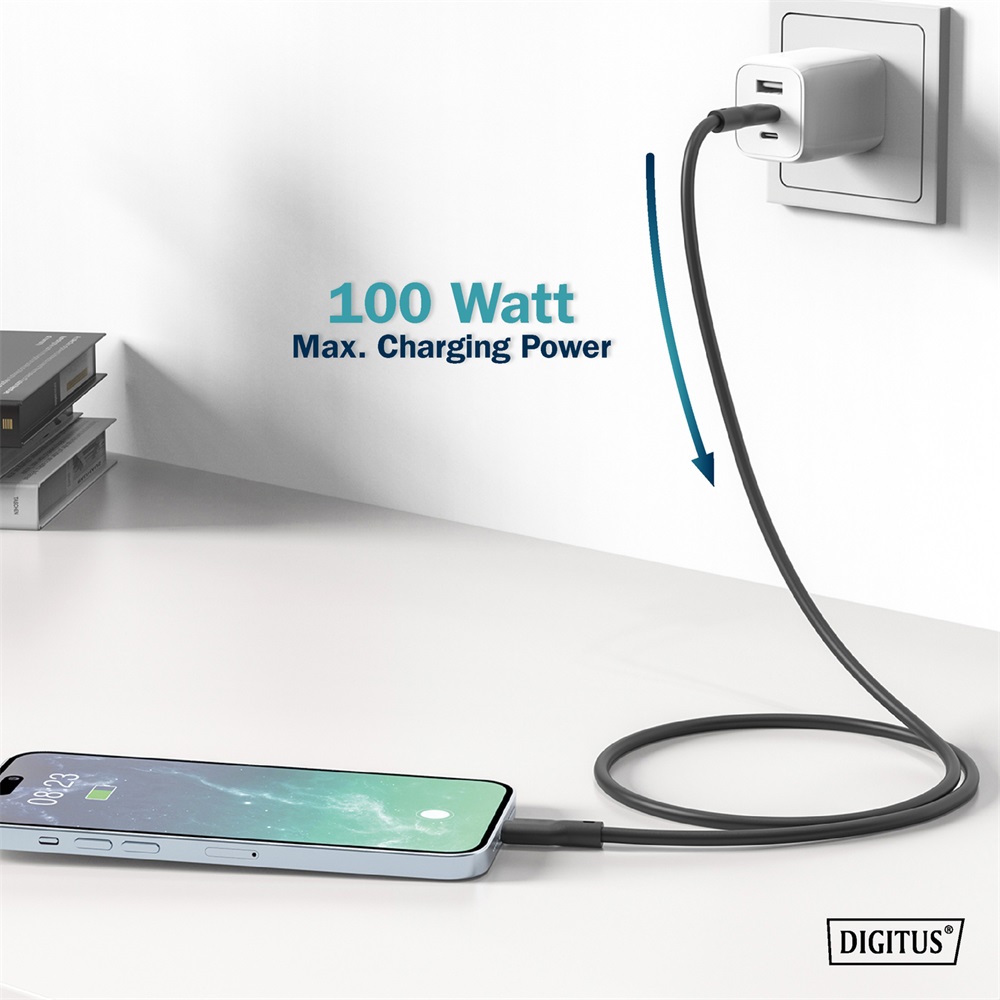 DIGITUS UHD 4K 60Hz USB 3.2 Gen2 USB type-C szilikon kábel 0,5m