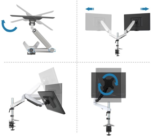 DIGITUS gázrugós C-bilincses univerzális (VESA 75/100) 1-es ezüst monitor tartó konzol