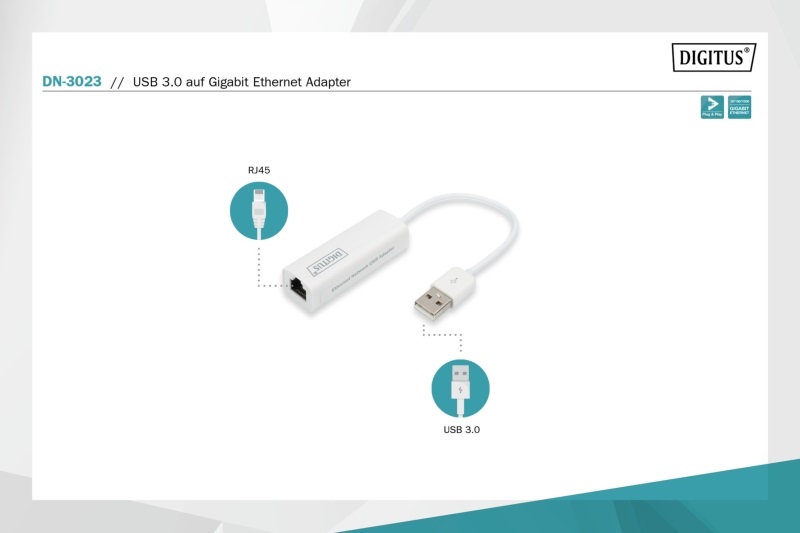 DIGITUS vezetékes USB 3.0 Gigabit Ethernet Adapter