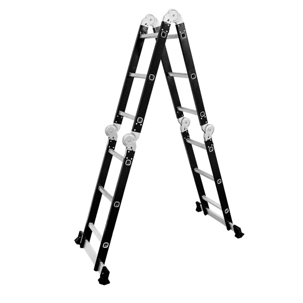 DRABEST HOME és PLATFORM 4x3 lépcsős univerzális alumínium és rozsdamentes acél létra, 125 kg
