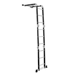 DRABEST HOME és PLATFORM 4x3 lépcsős univerzális alumínium és rozsdamentes acél létra, 125 kg