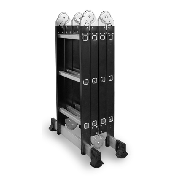 DRABEST HOME és PLATFORM 4x3 lépcsős univerzális alumínium és rozsdamentes acél létra, 125 kg