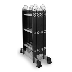 DRABEST HOME és PLATFORM 4x3 lépcsős univerzális alumínium és rozsdamentes acél létra, 125 kg