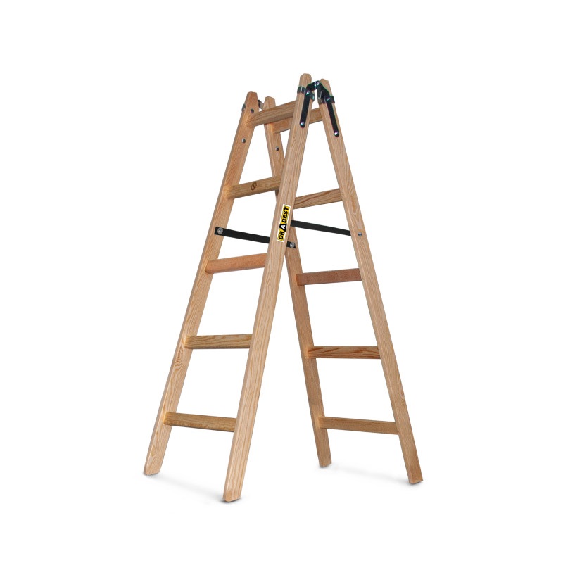 DRABEST STANDARD 2x5 lépcsős fa létra, összecsukható