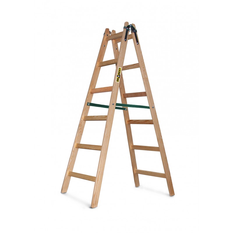 DRABEST STANDARD 2x6 lépcsős fa létra, összecsukható