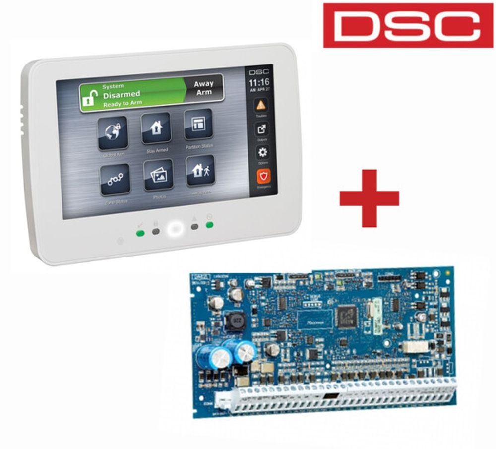 DSC PACK-NEO-2032-TCHP/8 zónás, 32 zónáig bővíthető központ és 7" érintőképernyős billentyűzet