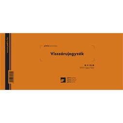D.F.21/B 25x5lapos "Visszárujegyzék" nyomtatvány