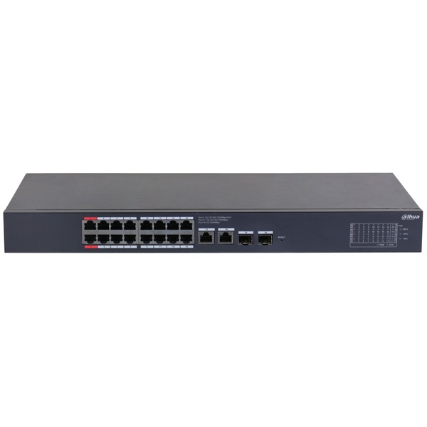 Dahua CS4220-16GT-190 16x1 Gbps PoE + 2x1 Gbps RJ-45 Uplink + 2x1 Gbps SFP Uplink/190W/Cloud Managed PoE Switch