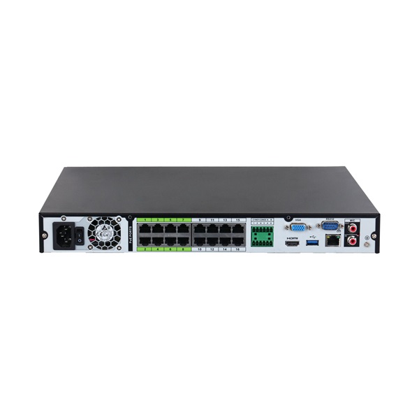Dahua NVR5216-16P-EI /16 csatorna/H265+/384 Mbps rögzítés/AI/2x Sata/16x PoE/WizSense hálózati rögzítő(NVR)