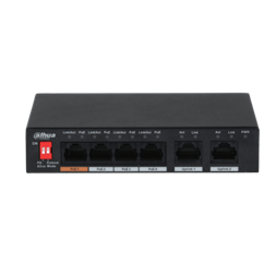 Dahua PFS3006-4ET-60-V2 1x 10/100(Hi-PoE/PoE+/PoE)+3x 10/100(PoE+/PoE)+2x 10/100 uplink, 60W PoE switch