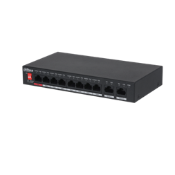 Dahua PFS3010-8ET-96-V2 1x 10/100(Hi-PoE/PoE+/PoE)+7x 10/100(PoE+/PoE)+2x gigabit uplink, 96W PoE switch