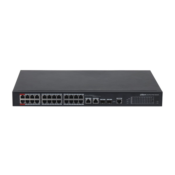 Dahua PFS4226-24ET-240-V3 24x10/100 Mbps PoE + 2x1 Gbps RJ-45/SFP Combo uplink/240W/Menedzselhető PoE Switch