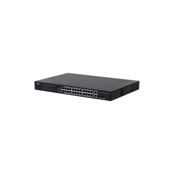 Dahua PFS4226-24GT-230 24x 10/100(HighPoE(1,2)/PoE/PoE+ 230W)+2x gigabit/SFP combo uplink menedzselhető PoE switch