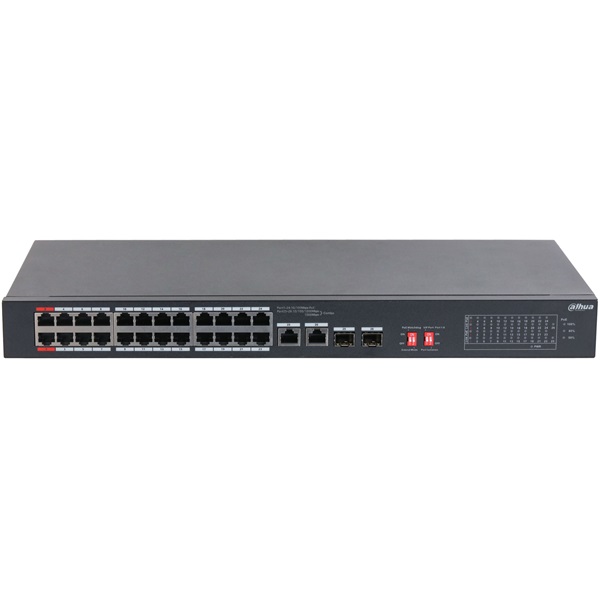 Dahua S3226-24ET-375 24x10/100 Mbps PoE + 2x1 Gbps RJ-45/SFP Combo Uplink/240W/nem menedzselhető PoE Switch