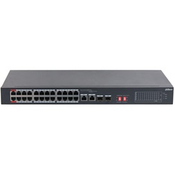 Dahua S3226-24ET-375 24x10/100 Mbps PoE + 2x1 Gbps RJ-45/SFP Combo Uplink/240W/nem menedzselhető PoE Switch