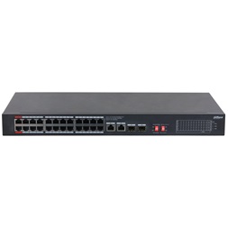 Dahua S3228-24GT-375 24x1 Gbps PoE + 2x1 Gbps RJ-45 Uplink + 2x1 Gbps SFP/375W/nem menedzselhető PoE Switch