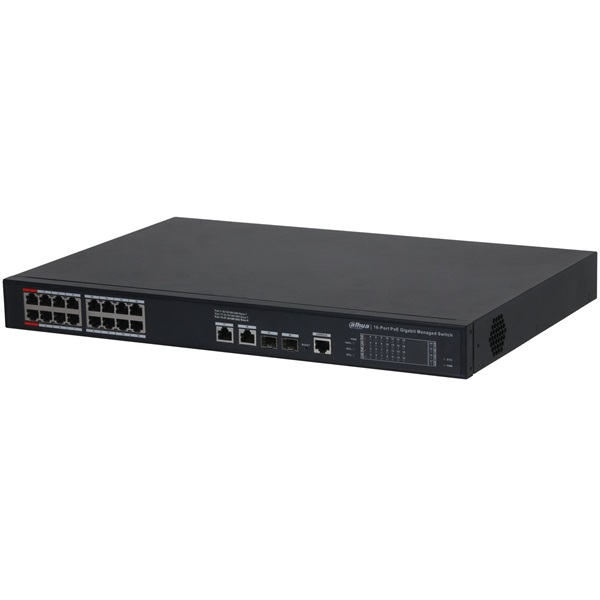 Dahua S4220-16GT-190 16x1 Gbps PoE + 2x1 Gbps RJ-45 Uplink + 2x1 Gbps SFP Uplink/190W/Menedzselhető PoE Switch