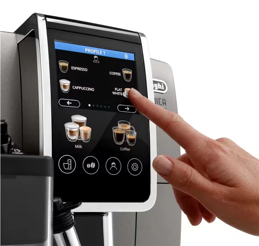 DeLonghi ECAM380.95.TB Dinamica Plus fekete tejhabosítóval automata kávéfőző