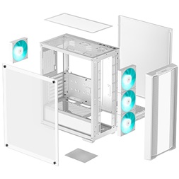 DeepCool CC560 fehér (táp nélküli) ablakos mATX ház
