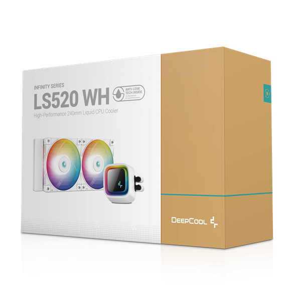 DeepCool CPU Water Cooler - LS520 WH (max 19dB; max. 145,86 m3/h; 2x12cm, A-RGB LED, fehér)