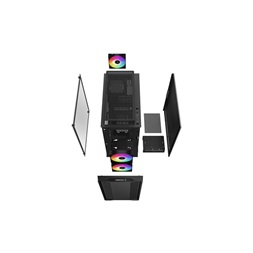 DeepCool Számítógépház - CC360 ARGB (fekete, ablakos, 3x12cm ventilátor, Mini-ITX / Mico-ATX, 1xUSB3.0, 1xUSB2.0)