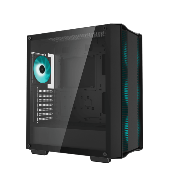 DeepCool Számítógépház - CC560 (fekete, ablakos, 4x12cm ventilátor, Mini-ITX / Mico-ATX / ATX, 1xUSB3.0, 1xUSB2.0)