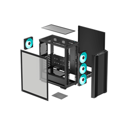 DeepCool Számítógépház - CC560 (fekete, ablakos, 4x12cm ventilátor, Mini-ITX / Mico-ATX / ATX, 1xUSB3.0, 1xUSB2.0)