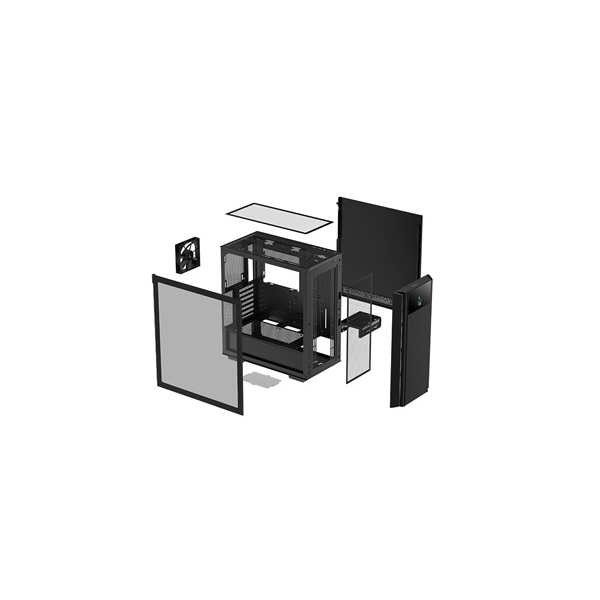 DeepCool Számítógépház - CH510 MESH DIGITAL (ablakos, 1x12cm ventilátor, Mini-ITX / Mico-ATX / ATX / E-ATX, 1xUSB3.0)