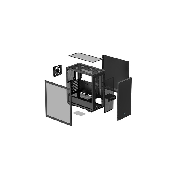 DeepCool Számítógépház - CH510 (fekete, ablakos, 1x12cm ventilátor, Mini-ITX / Mico-ATX / ATX / E-ATX, 2xUSB3.0)