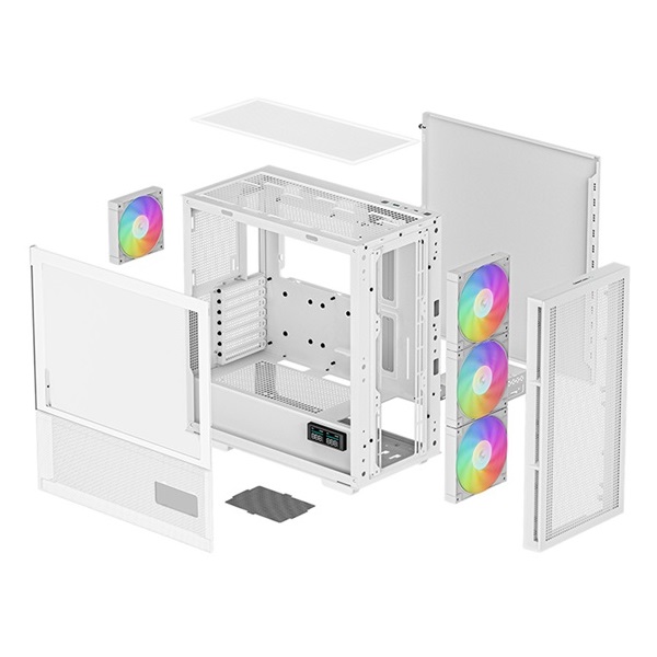 DeepCool Számítógépház - CH560 Digital WH (fehér, ablakos, 4x12cm venti, Mini-ITX / Mico-ATX / ATX / E-ATX, 2xUSB3.0)