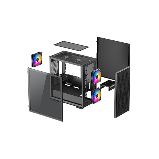DeepCool Számítógépház - MATREXX 40 3FS (ablakos, 3x LED ventiilátor, mATX, 1xUSB3.0, 1xUSB2.0)