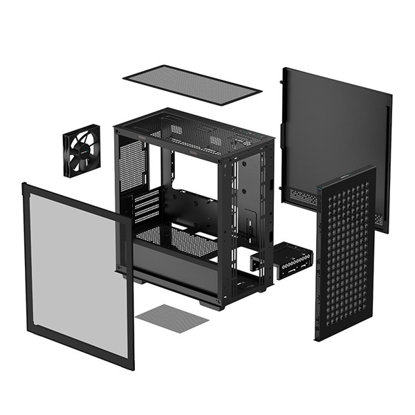DeepCool Számítógépház - CH370 (fekete, ablakos, 1x12cm ventilátor, Mini-ITX / Mico-ATX, 2xUSB3.0)