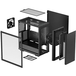 DeepCool Számítógépház - CK500 (fekete, ablakos, 2x14cm ventilátor, Mini-ITX / Mico-ATX / ATX / E-ATX, 2xUSB3.0 )