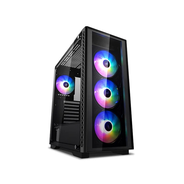 DeepCool Számítógépház - MATREXX 50 ADD-RGB 4F (fekete, ablakos, 4x12cm ventilátor, ATX, mATX, 1xUSB3.0, 2xUSB2.0)