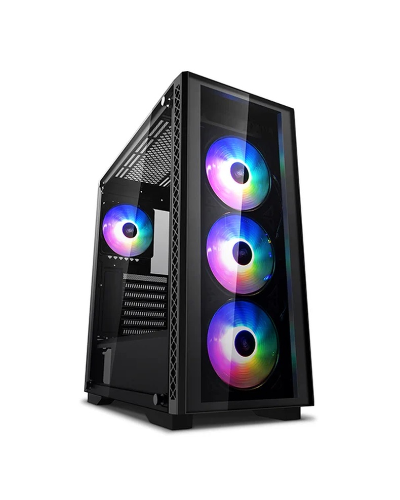 DeepCool Számítógépház - MATREXX 50 ADD-RGB 4F (fekete, ablakos, 4x12cm ventilátor, ATX, mATX, 1xUSB3.0, 2xUSB2.0)