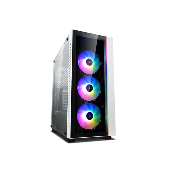 DeepCool Számítógépház - MATREXX 55 V3 ADD-RGB WH 3F (fehér, ablakos, 3x12cm ventilátor, ATX, mATX, 1xUSB3.0, 2xUSB2.0)