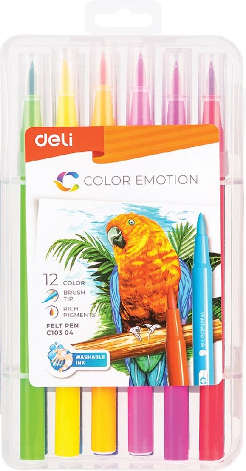 Deli Color Emotion 12db-os vegyes színű ecsetfilc készlet